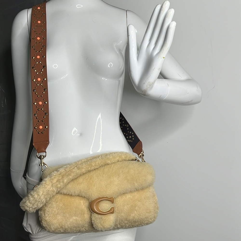 Coach Shearling Beige Fur Pillow Tabby Shoulder Crossbody Bag - Picture 2 of 16